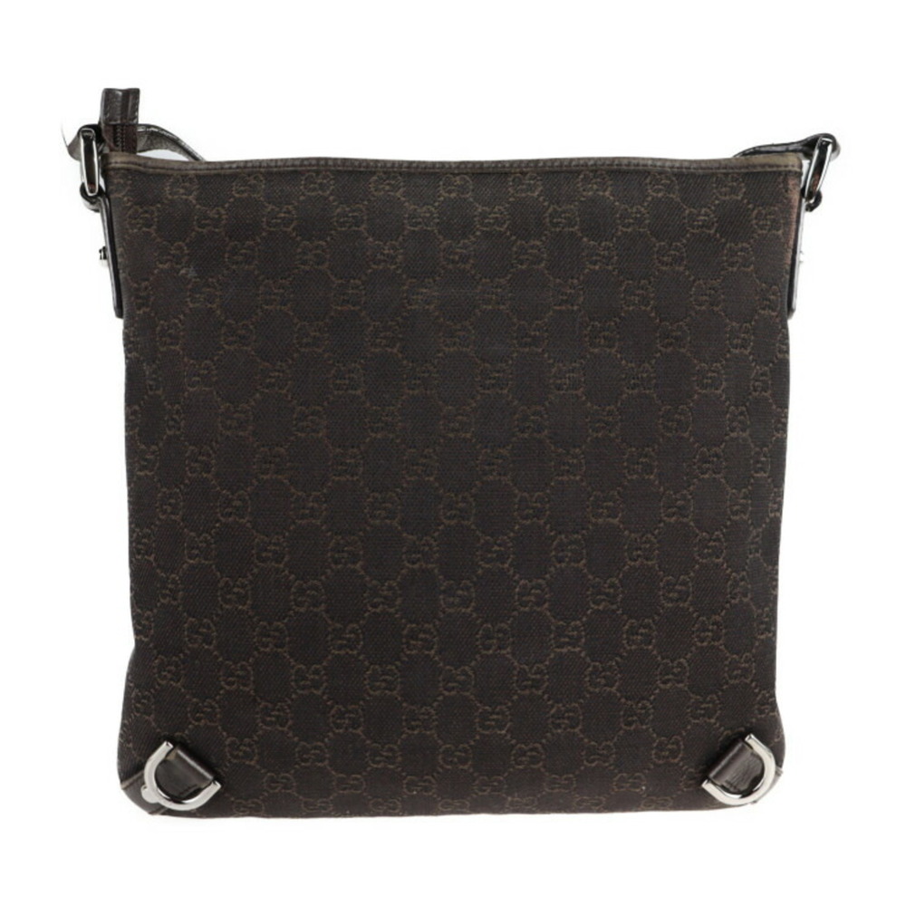 GUCCI Abbey Line Shoulder Bag 268642 GG Canvas Leather Dark Brown Messenger - Picture 3 of 9